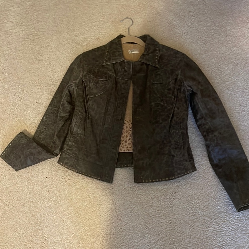 Coolest Brown Distressed Leather with Studs